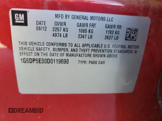 2013 Cadillac CTS Premium с VIN 1G6DP5E30D0119690, выставлен на аукционе Copart как лот 42861625 с пробегом 44 194 миль миль и Списание • Salvage title. История ставок и продаж доступна на DreamBid. Изображение 12.