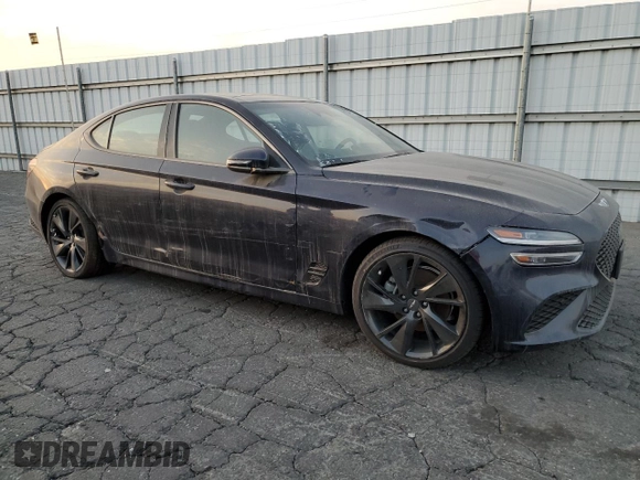 2023 Genesis G70 2.0T with VIN KMTG34TA5PU124271, listed as a Copart auction lot 82690964 with 8,844 mi miles and Salvage Title. Bid and sale history available at DreamBid. Image 4.