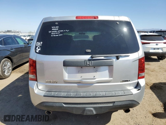 2012 Honda Pilot EX with VIN 5FNYF4H46CB026799, listed as a Copart auction lot 52144385 with 205,843 mi miles and Salvage Title. Bid and sale history available at DreamBid. Image 6.