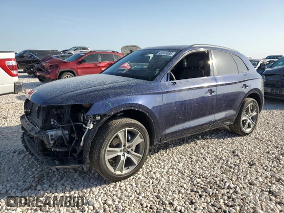2025 Audi Q5 S line Premium z VIN WA1GAAFY3S2015351, wystawiony jako Copart lot #49959865 z przebiegiem 1249 mil mil oraz Szkody całkowita. Historia ofert i sprzedaży dostępna na DreamBid. Obrazek 1.