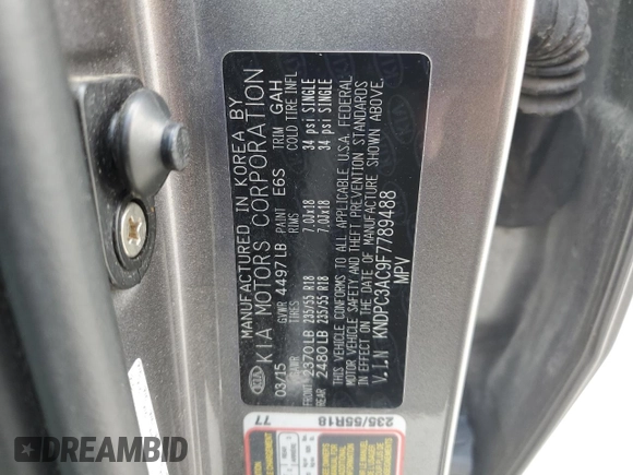 2015 Kia Sportage EX z VIN KNDPC3AC9F7789488, wystawiony jako Copart lot #58992145 z przebiegiem 162 326 mil mil oraz Szkoda całkowita • Salvage title. Historia ofert i sprzedaży dostępna na DreamBid. Obrazek 13.