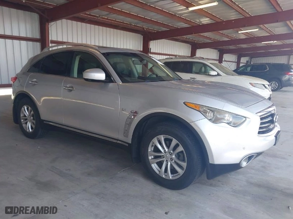 2014 Infiniti QX70 with VIN JN8CS1MWXEM413656, listed as a IAAI auction lot 42084546 with 102,913 mi miles. Bid and sale history available at carsss.com. Image 1.