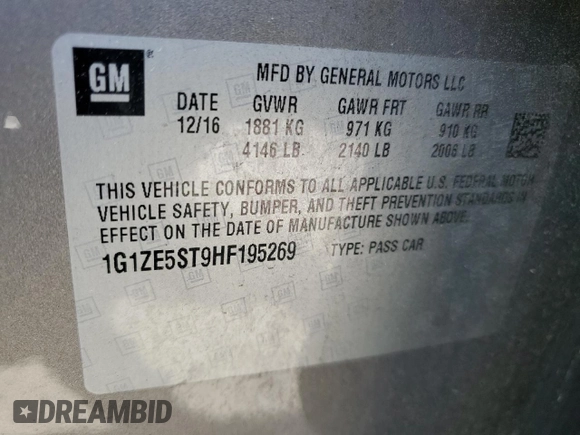 2017 Chevrolet Malibu LT with VIN 1G1ZE5ST9HF195269, listed as a Copart auction lot 53377545 with 177,076 mi miles and Salvage Title. Bid and sale history available at DreamBid. Image 12.