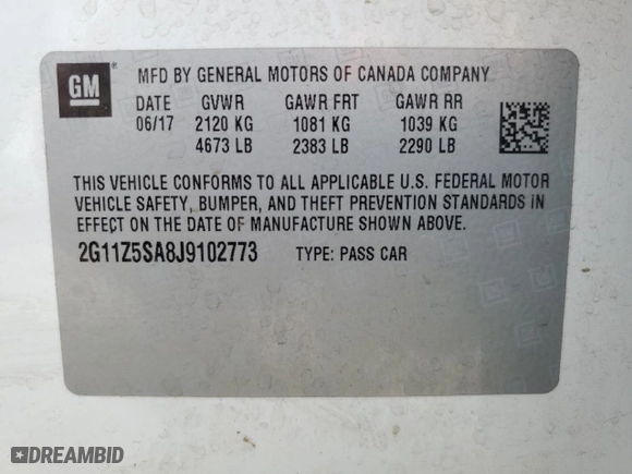2018 Chevrolet Impala LS with VIN 2G11Z5SA8J9102773, listed as a Copart auction lot 47221305 with 191,008 mi miles and Salvage Title. Bid and sale history available at carsss.com. Image 15.