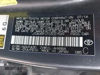 2016 Toyota Prius Four z VIN JTDKARFU1G3027589, wystawiony jako IAAI lot #42391692 z przebiegiem 172 255 mil mil oraz . Historia ofert i sprzedaży dostępna na DreamBid. Obrazek 9.