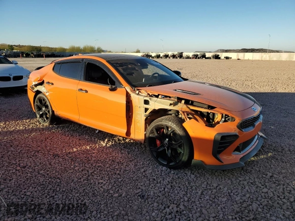 2019 Kia Stinger GT with VIN KNAE35LC9K6071100, listed as a Copart auction lot 44145015 with 76,659 mi miles and Salvage Title. Bid and sale history available at DreamBid. Image 4.