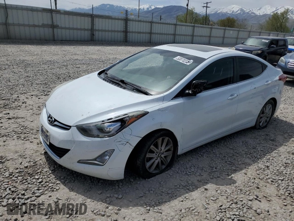 2015 Hyundai Elantra SE with VIN 5NPDH4AEXFH595205, listed as a Copart auction lot 53070235 with 92,000 mi miles and Salvage Title. Bid and sale history available at DreamBid. Image 1.