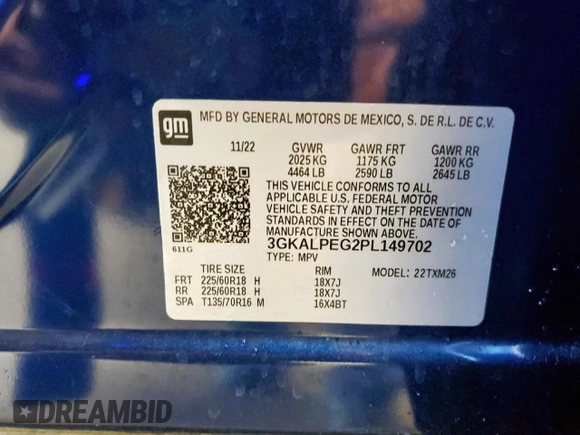2023 GMC Terrain SLT with VIN 3GKALPEG2PL149702, listed as a Copart auction lot 65479715 with 62,733 mi miles and Clean title. Bid and sale history available at DreamBid. Image 13.