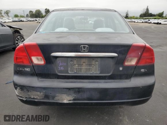 2001 Honda Civic EX with VIN 2HGES26761H549152, listed as a Copart auction lot 55165305 with 194,758 mi miles and Clean Title. Bid and sale history available at carsss.com. Image 6.