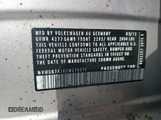 2012 Volkswagen Golf w/Conv & Sunroof z VIN WVWDB7AJ6CW276275, wystawiony jako Copart lot #59510395 z przebiegiem 146 599 mil mil oraz Czysty tytuł • Clean title. Historia ofert i sprzedaży dostępna na DreamBid. Obrazek 13.