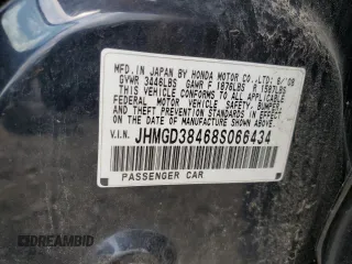 2008 Honda Fit with VIN JHMGD38468S066434, listed as a Copart auction lot 63578845 with 184,603 mi miles and Non repairable. Bid and sale history available at DreamBid. Image 12.