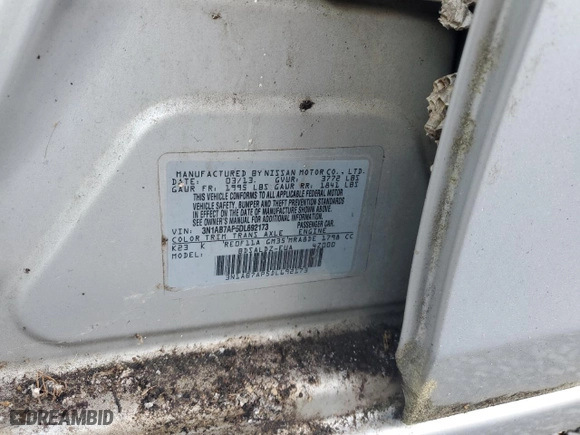 2013 Nissan Sentra SR with VIN 3N1AB7AP5DL692173, listed as a Copart auction lot 52772235 with 123,004 mi miles and Clean Title. Bid and sale history available at carsss.com. Image 12.