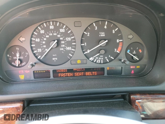 2000 BMW 5 Series 528iA with VIN WBADM6345YGU29738, listed as a Copart auction lot 75176334 with 160,821 mi miles and Salvage Title. Bid and sale history available at carsss.com. Image 9.