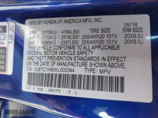 2019 Acura RDX w/A-Spec Pkg with VIN 5J8TC1H60KL000344, listed as a IAAI auction lot 41699822 with 96,076 mi miles. Bid and sale history available at carsss.com. Image 9.