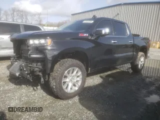 2021 Chevrolet Silverado 1500 LTZ with VIN 3GCUYGET0MG338974, listed as a Copart auction lot 47618705 with 87,076 mi miles and Salvage Title. Bid and sale history available at DreamBid. Image 1.