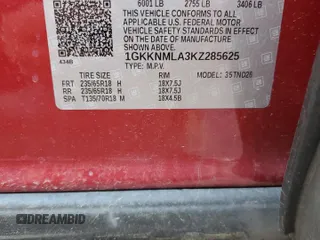 2019 GMC Acadia SLT with VIN 1GKKNMLA3KZ285625, listed as a Copart auction lot 83765214 with 71,268 mi miles and Salvage Title. Bid and sale history available at DreamBid. Image 13.