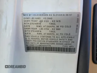 2008 Volkswagen Touareg V6 z VIN WVGBE77L88D024775, wystawiony jako Copart lot #83843144 z przebiegiem 152 413 mil mil oraz Szkoda całkowita • Salvage title. Historia ofert i sprzedaży dostępna na DreamBid. Obrazek 15.