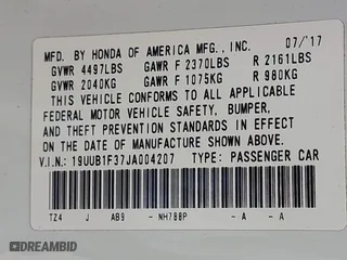 2018 Acura TLX with VIN 19UUB1F37JA004207, listed as a IAAI auction lot 41702092 with 116,046 mi miles. Bid and sale history available at carsss.com. Image 9.