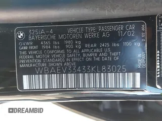 2003 BMW 3 Series 325i z VIN WBAEV33433KL83025, wystawiony jako IAAI lot #42392152 z przebiegiem 170 670 mil mil oraz . Historia ofert i sprzedaży dostępna na DreamBid. Obrazek 9.