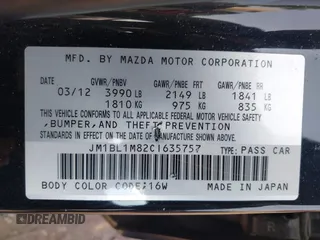 2012 Mazda 3 i Grand Touring с VIN JM1BL1M82C1635757, выставлен на аукционе IAAI как лот 42482177 с пробегом 405 358 миль миль и . История ставок и продаж доступна на DreamBid. Изображение 9.