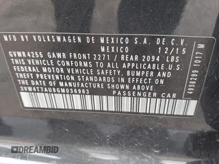 2016 Volkswagen GTI SE z VIN 3VW4T7AU8GM036963, wystawiony jako IAAI lot #42149114 z przebiegiem 130 417 mil mil oraz . Historia ofert i sprzedaży dostępna na DreamBid. Obrazek 9.