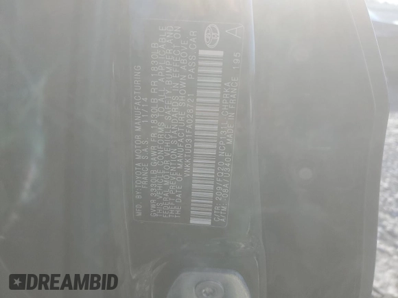 2015 Toyota Yaris L with VIN VNKKTUD31FA028721, listed as a Copart auction lot 43000465 with Not Provided miles and Salvage Title. Bid and sale history available at carsss.com. Image 14.
