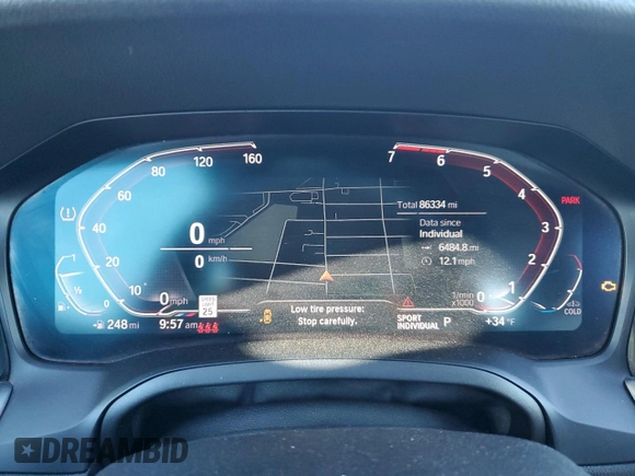 2020 BMW 3 Series 330i xDrive with VIN 3MW5R7J00L8B06930, listed as a Copart auction lot 45396185 with 86,334 mi miles and Salvage Title. Bid and sale history available at carsss.com. Image 9.