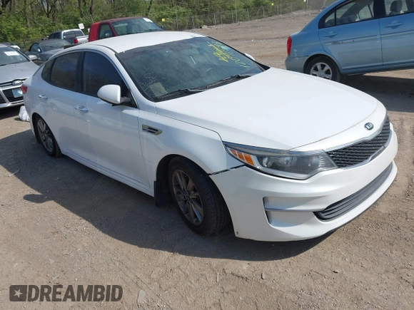 2016 Kia Optima LX Turbo with VIN 5XXGT4L10GG037107, listed as a IAAI auction lot 42071593 with 152,919 mi miles. Bid and sale history available at carsss.com. Image 1.