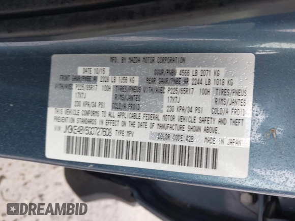2016 Mazda CX-5 Sport with VIN JM3KE4BY5G0727608, listed as a IAAI auction lot 41975279 with 95,817 mi miles and . Bid and sale history available at carsss.com. Image 9.