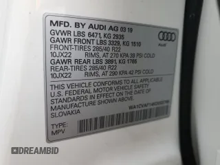 2019 Audi Q8 Prestige z VIN WA1CVAF14KD033769, wystawiony jako Copart lot #54397535 z przebiegiem 42 957 mil mil oraz Szkoda całkowita • Salvage title. Historia ofert i sprzedaży dostępna na DreamBid. Obrazek 13.