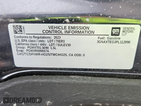 2023 Chevrolet Equinox LT with VIN 3GNAXTEG3PL112996, listed as a IAAI auction lot 42180950 with 12,263 mi miles and . Bid and sale history available at DreamBid. Image 1.