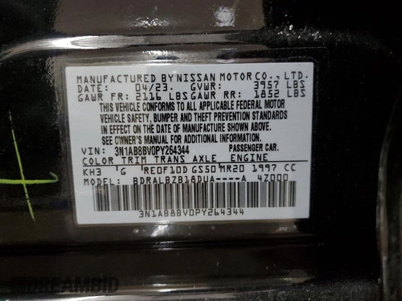 2023 Nissan Sentra S with VIN 3N1AB8BV0PY264344, listed as a Copart auction lot 46303245 with 54,959 mi miles and Salvage Title. Bid and sale history available at DreamBid. Image 15.