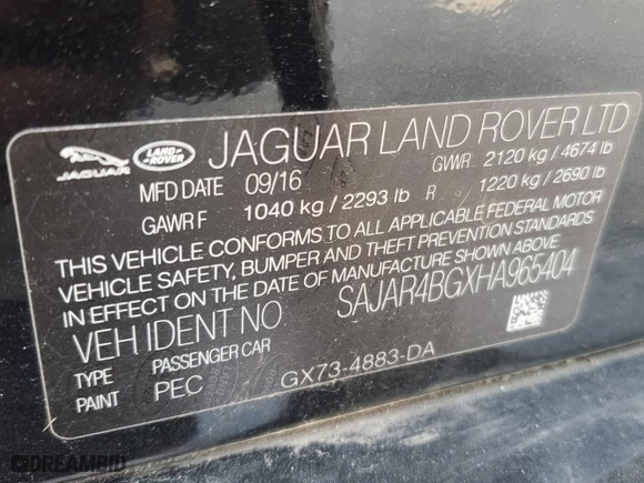 2017 Jaguar XE 25t with VIN SAJAR4BGXHA965404, listed as a Copart auction lot 49105855 with 76,990 mi miles and Salvage Title. Bid and sale history available at carsss.com. Image 14.