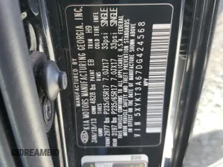 2013 Kia Sorento LX with VIN 5XYKT3A67DG424568, listed as a Copart auction lot 53247535 with 111,113 mi miles and Salvage Title. Bid and sale history available at carsss.com. Image 13.