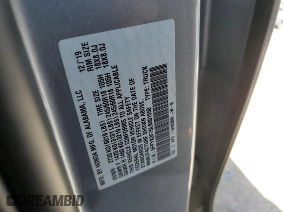 2020 Honda Ridgeline RTL-E z VIN 5FPYK3F75LB001550, wystawiony jako Copart lot #52706555 z przebiegiem 96 245 mil mil oraz Szkoda całkowita • Salvage title. Historia ofert i sprzedaży dostępna na DreamBid. Obrazek 14.