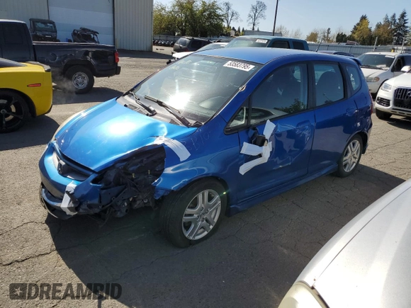 2008 Honda Fit Sport with VIN JHMGD38608S074109, listed as a Copart auction lot 53583795 with 0 mi miles and Salvage Title. Bid and sale history available at carsss.com. Image 1.