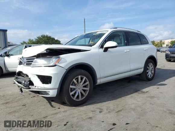 2017 Volkswagen Touareg Sport with VIN WVGEF7BP0HD006792, listed as a Copart auction lot 47895813 with 52,432 mi miles and . Bid and sale history available at DreamBid. Image 1.