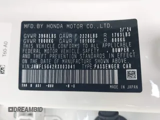 2024 Honda Civic Type R z VIN JHMFL5G42RX003041, wystawiony jako IAAI lot #41548644 z przebiegiem 7 395 mil mil oraz . Historia ofert i sprzedaży dostępna na DreamBid. Obrazek 9.