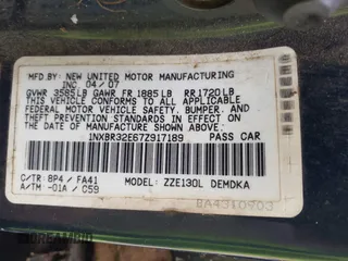 2007 Toyota Corolla CE with VIN 1NXBR32E67Z917189, listed as a IAAI auction lot 42160151 with 258,838 mi miles and . Bid and sale history available at DreamBid. Image 9.