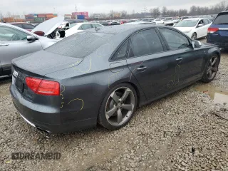 2013 Audi S8 with VIN WAUD2AFD4DN020172, listed as a Copart auction lot 83670034 with 35,262 mi miles and Salvage Title. Bid and sale history available at carsss.com. Image 3.