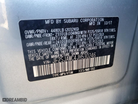 2018 Subaru Forester Touring with VIN JF2SJAWC4JH530246, listed as a Copart auction lot 48225045 with 68,670 mi miles and Salvage Title. Bid and sale history available at carsss.com. Image 13.