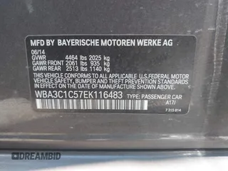 2014 BMW 3 Series 328i with VIN WBA3C1C57EK116483, listed as a IAAI auction lot 42697759 with 113,010 mi miles and . Bid and sale history available at DreamBid. Image 9.