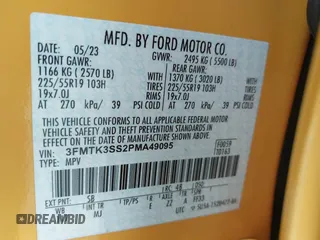 2023 Ford Mustang Mach-E Premium с VIN 3FMTK3SS2PMA49095, выставлен на аукционе IAAI как лот 42255255 с пробегом 23 307 миль миль и . История ставок и продаж доступна на DreamBid. Изображение 9.