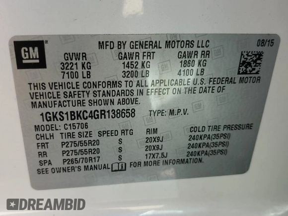 2016 GMC Yukon SLT with VIN 1GKS1BKC4GR138658, listed as a Copart auction lot 76634664 with 132,358 mi miles and Salvage Title. Bid and sale history available at carsss.com. Image 14.