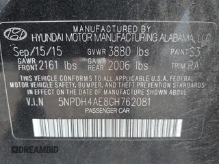 2016 Hyundai Elantra SE with VIN 5NPDH4AE8GH762081, listed as a IAAI auction lot 42549545 with 69,586 mi miles and . Bid and sale history available at DreamBid. Image 9.