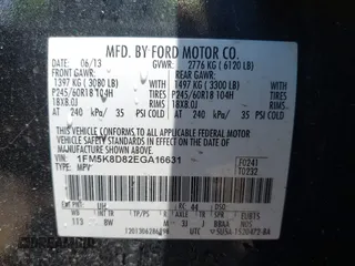 2014 Ford Explorer XLT z VIN 1FM5K8D82EGA16631, wystawiony jako IAAI lot #42255479 z przebiegiem 159 867 mil mil oraz . Historia ofert i sprzedaży dostępna na DreamBid. Obrazek 9.