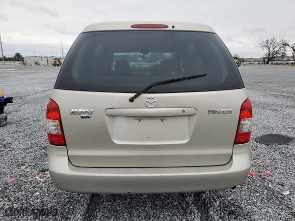 2001 Mazda MPV DX with VIN JM3LW28GX10193811, listed as a Copart auction lot 89283165 with 105,077 mi miles and Salvage Title. Bid and sale history available at carsss.com. Image 6.