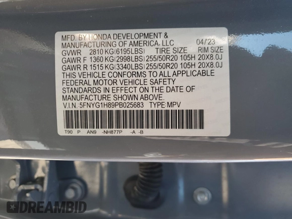 2023 Honda Pilot Elite z VIN 5FNYG1H89PB025683, wystawiony jako Copart lot #43177495 z przebiegiem Nie podano mil oraz Szkoda całkowita • Salvage title. Historia ofert i sprzedaży dostępna na DreamBid. Obrazek 15.