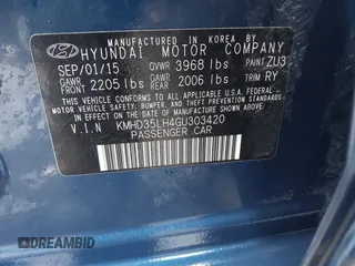 2016 Hyundai Elantra GT with VIN KMHD35LH4GU303420, listed as a IAAI auction lot 41777060 with 109,107 mi miles. Bid and sale history available at carsss.com. Image 9.