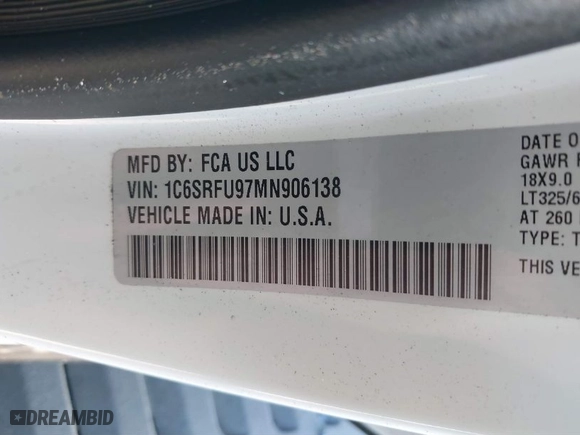 2021 Ram 1500 TRX with VIN 1C6SRFU97MN906138, listed as a IAAI auction lot 41291018 with 62,850 mi miles. Bid and sale history available at carsss.com. Image 9.
